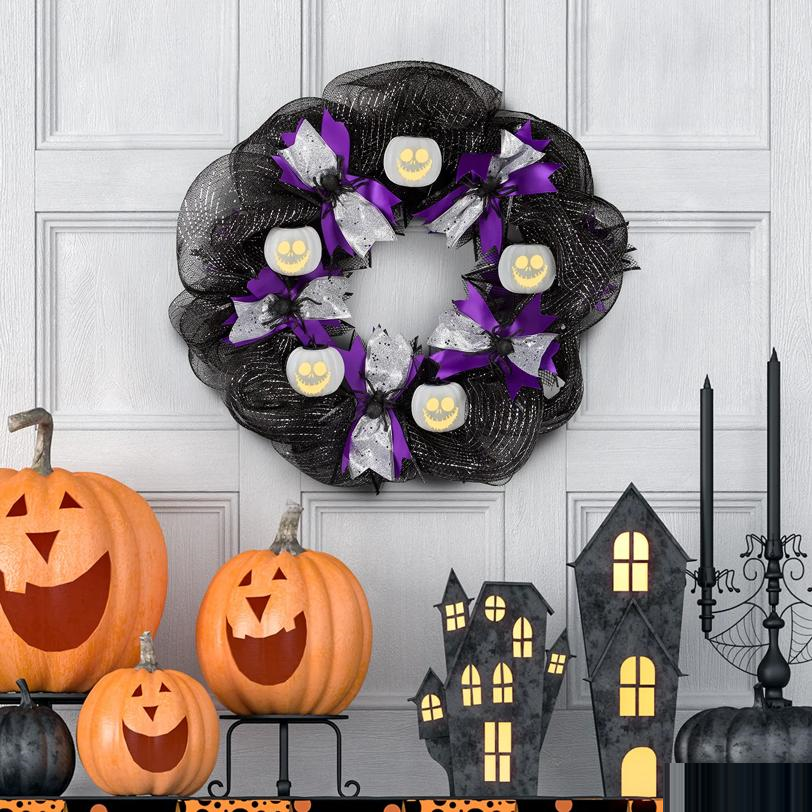 EmoteGlow™ Jack Skellington Musical Lighted Wreath Decoration, 22"