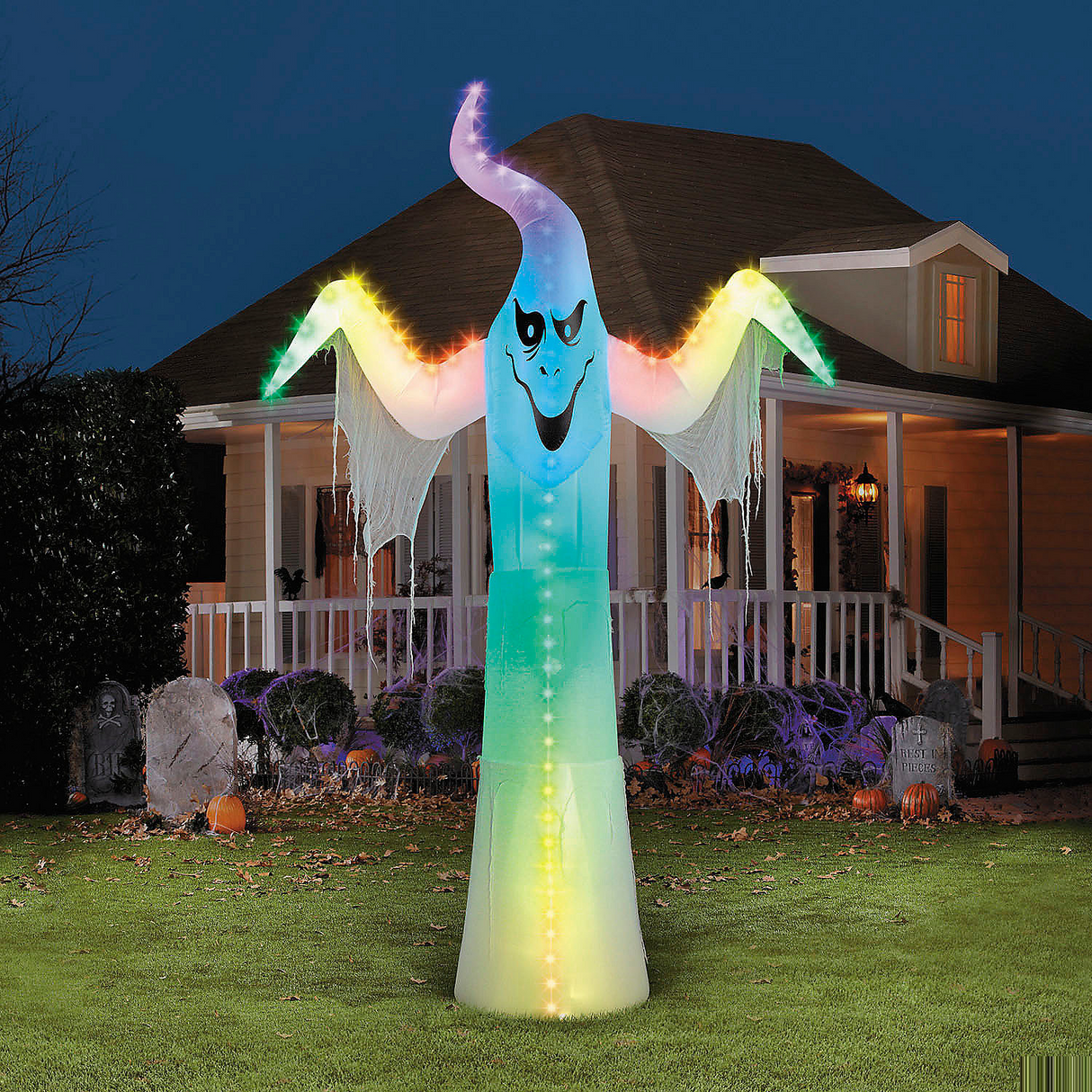 12 Ft. Airblown Inflatable Lightshow Rainbow Wave Ghost Halloween Outdoor Yard Decoration