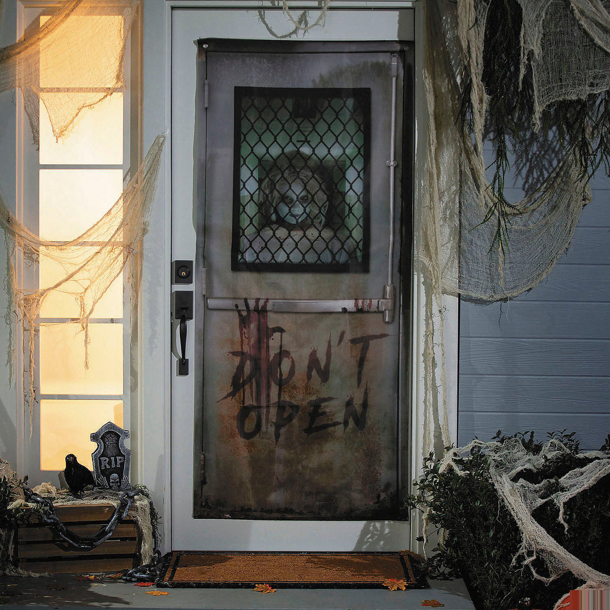 Spooky 71 Inch Asylum Door Cover Halloween Decoration for Haunted House Themes and Party Displays