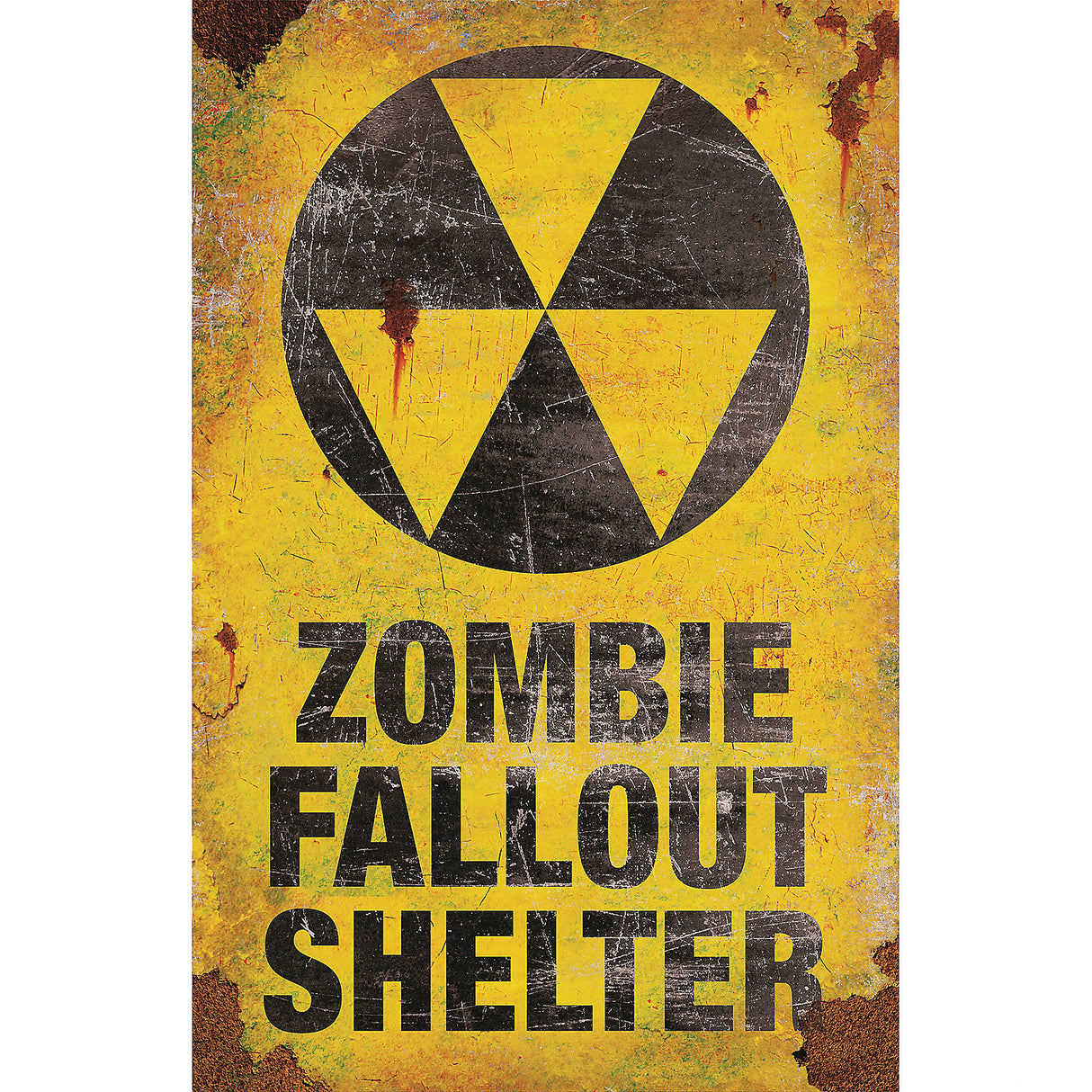 Metal Zombie Fallout Shelter Sign for Haunted House Decor Halloween Parties and Spooky Events