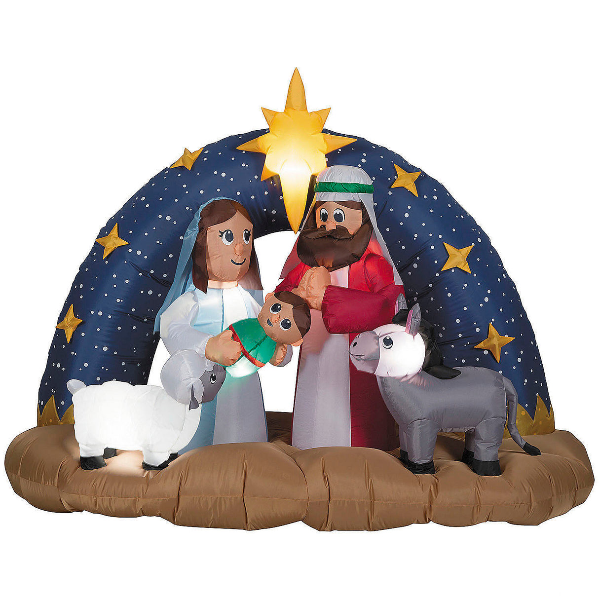Airblown Snowy Night Nativity Scene Inflatable Christmas Yard Decor for Holiday Celebrations and Outdoor Displays