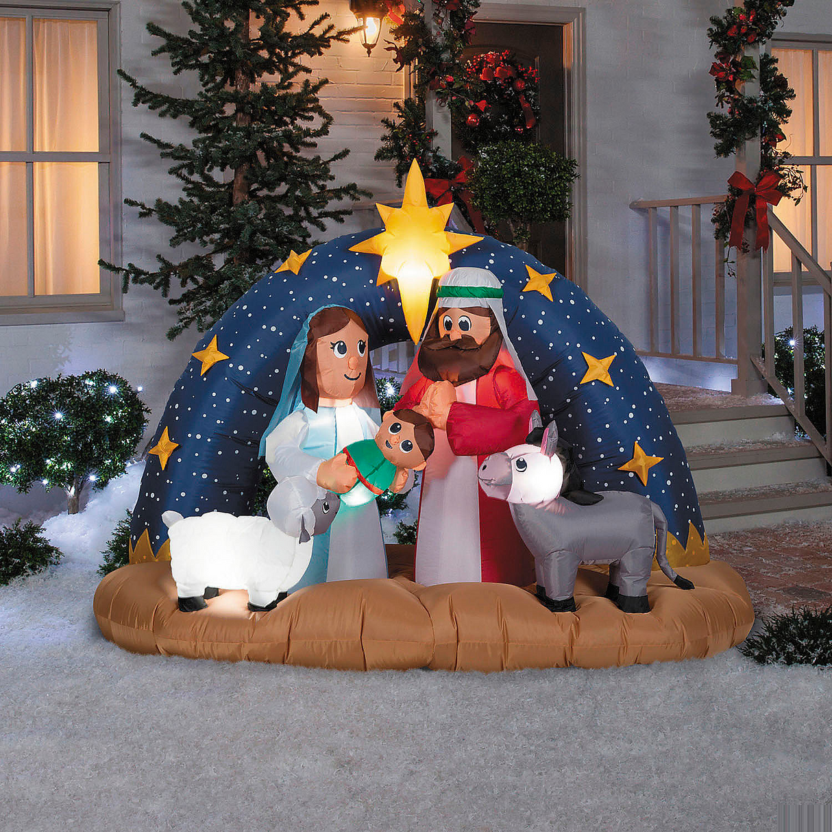 Airblown Snowy Night Nativity Scene 78" Inflatable Christmas Outdoor Yard Decor