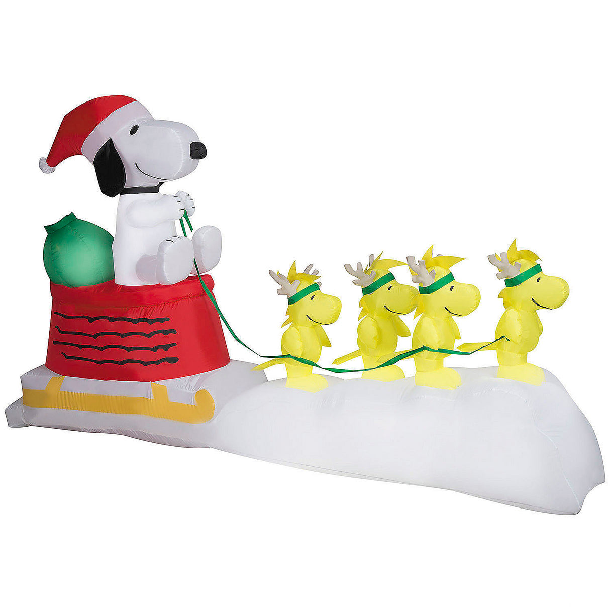 5 Ft Inflatable Peanuts Snoopy Santa Sleigh Outdoor Decoration for Holiday Yard Displays and Festive Parties