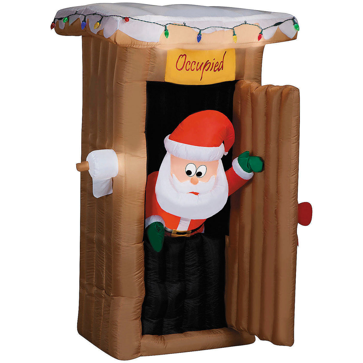 Animated Santa Outhouse Inflatable for Outdoor Christmas Yard Displays and Festive Celebrations