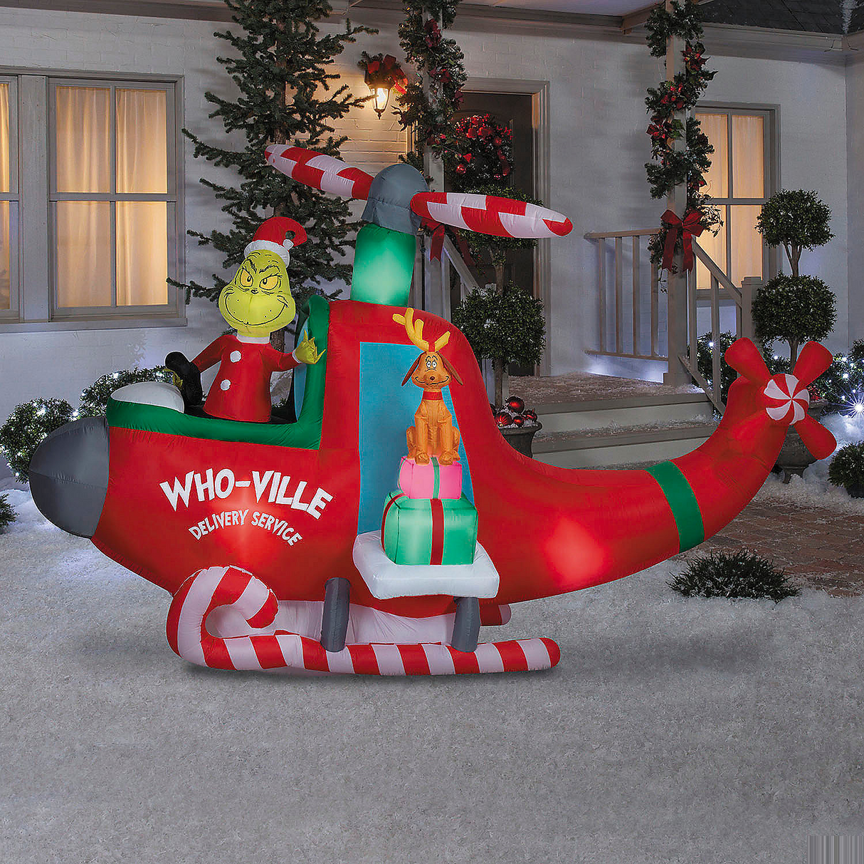 6 Ft. 3" Airblown Inflatable Dr. Seuss How the Grinch Stole Christmas Grinch in Helicopter Outdoor Yard Decoration