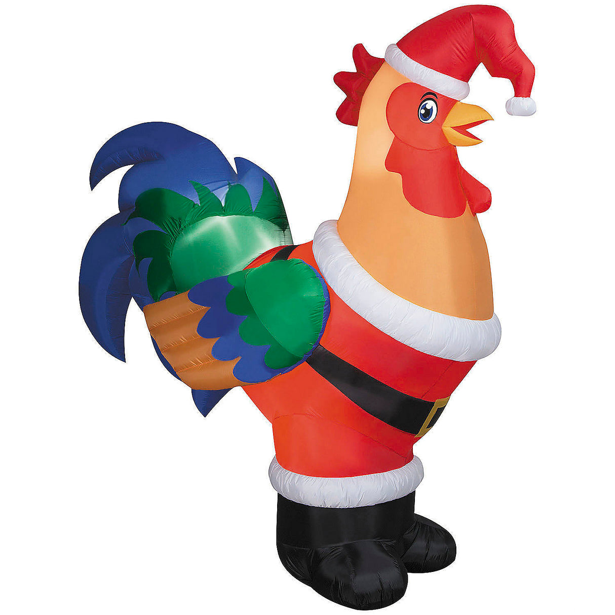 Large Airblown Inflatable Rooster in Santa Suit for Outdoor Christmas Decorations