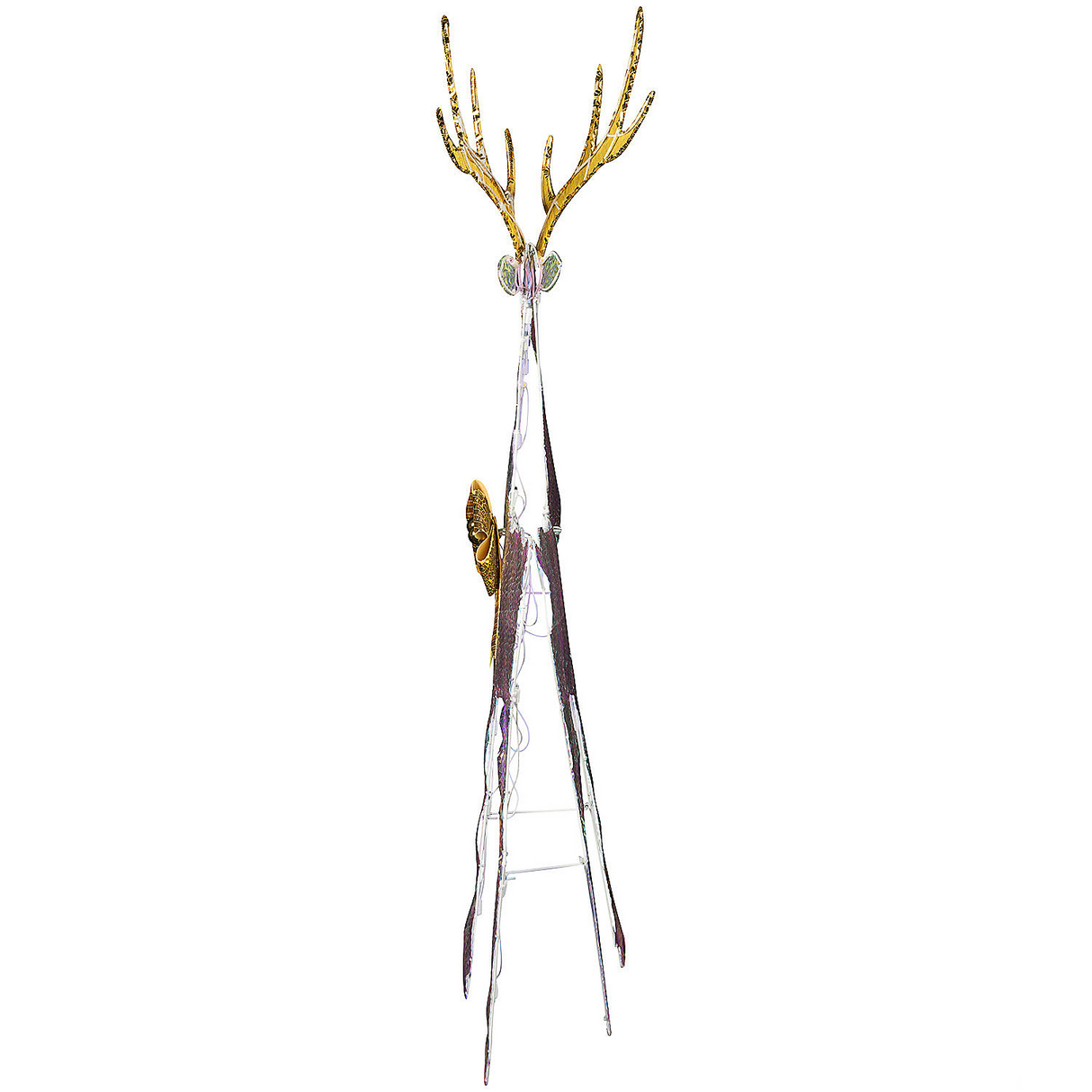 51" Reindeer Family Acrylic Iridescent Sculpture with Built-In LED Lights Christmas Outdoor Yard Decorations
