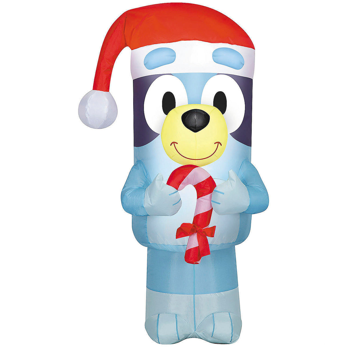 42 Inch Airblown Inflatable Bluey with Santa Hat and Candy Cane for Holiday Outdoor Decor