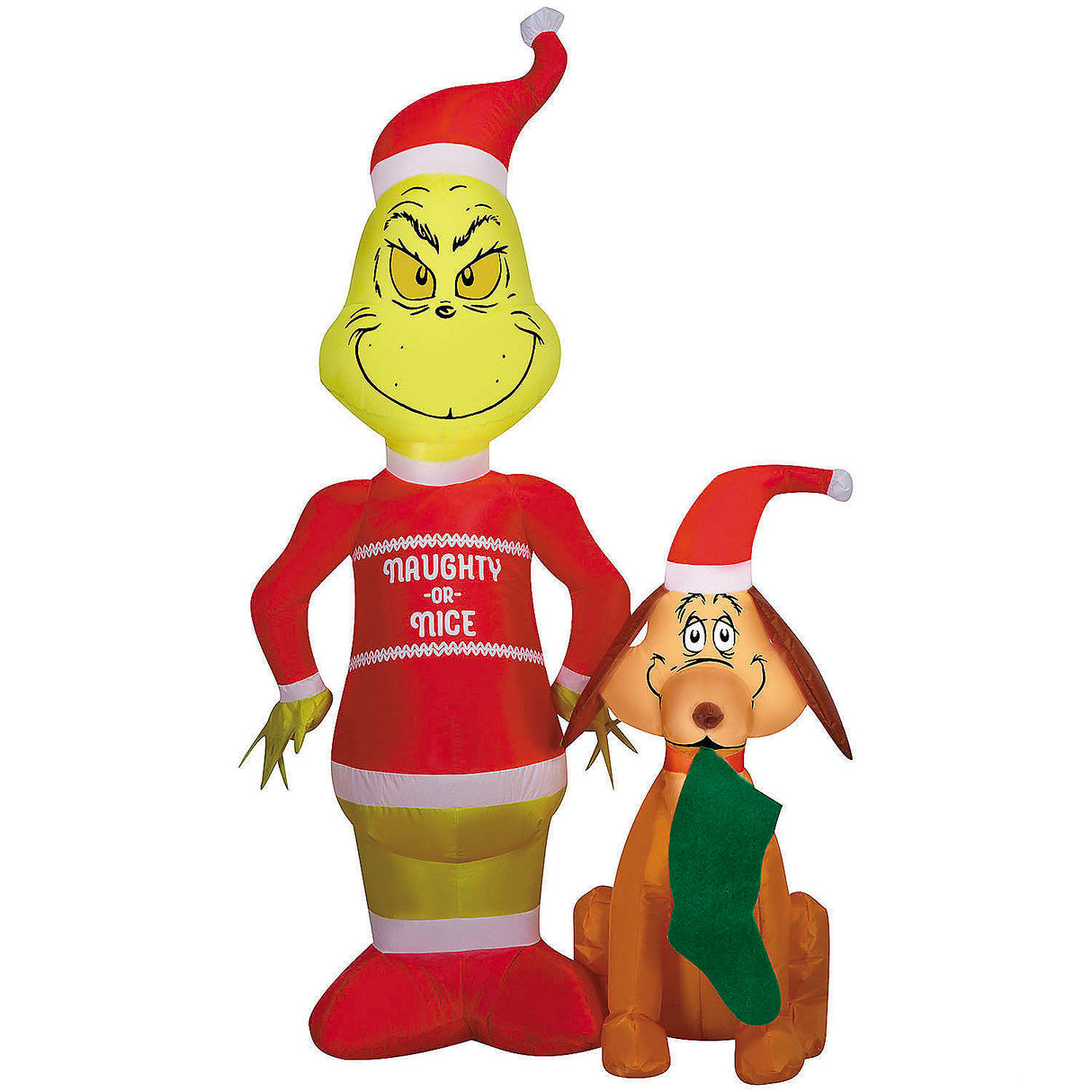 4 Ft Inflatable Dr Seuss Grinch and Max Decoration for Holiday Yard Displays and Christmas Celebrations