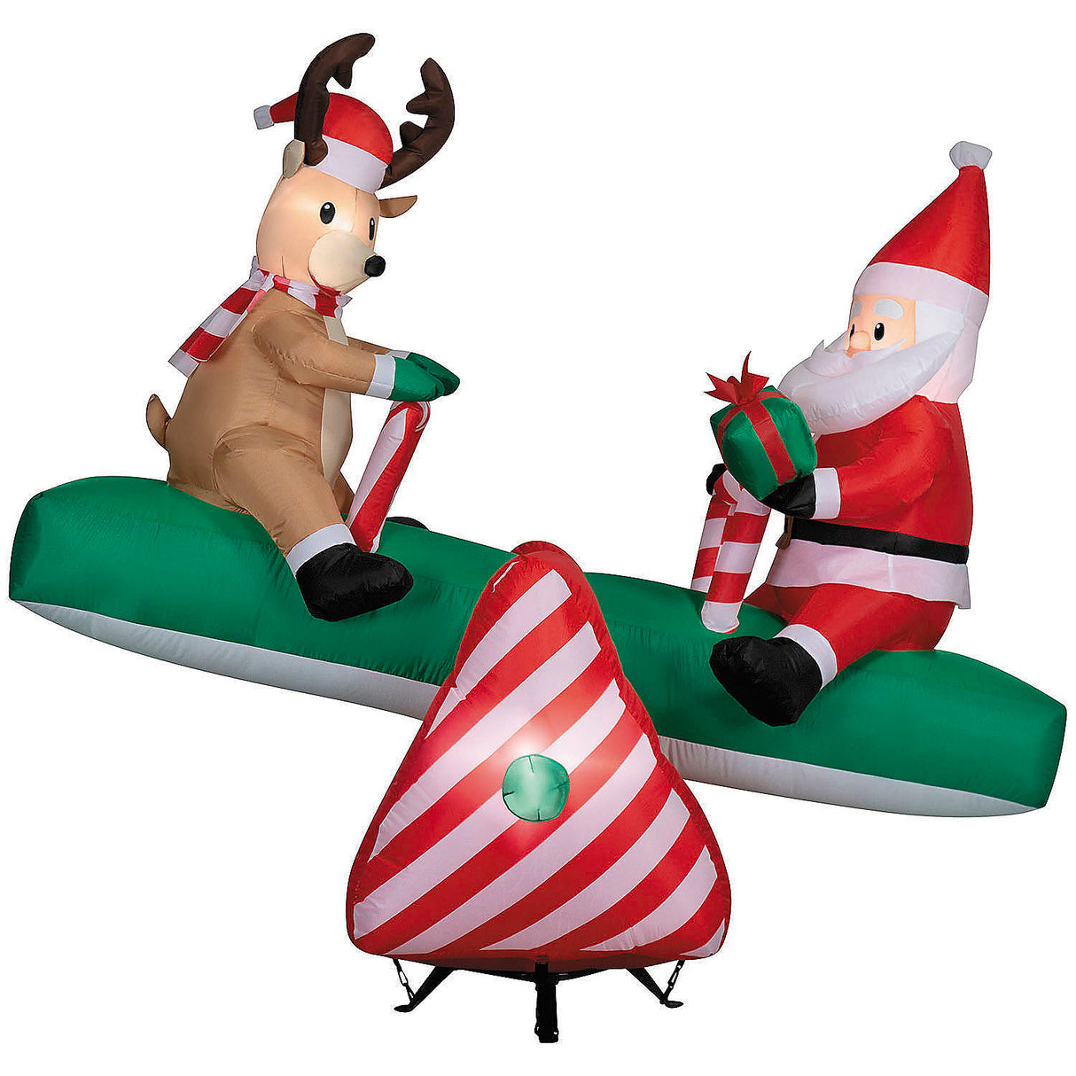 Animated Santa and Reindeer Inflatable for Christmas Outdoor Yard Decorations and Holiday Cheer