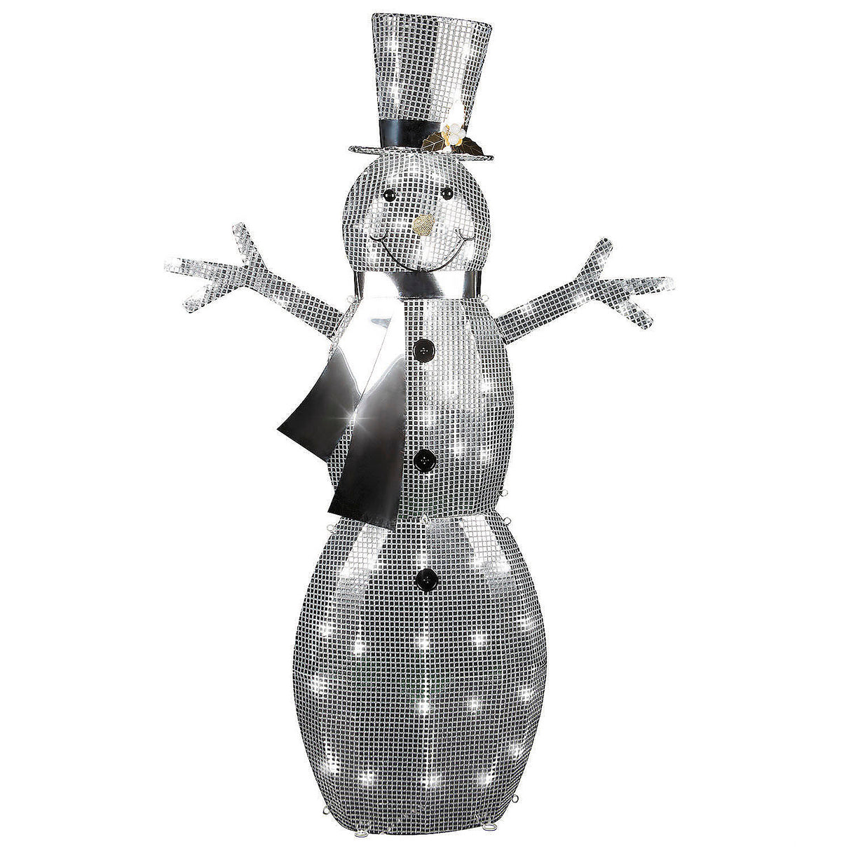 52 Disco Sparkle Silver Snowman Outdoor Decoration for Christmas Displays and Holiday Celebrations
