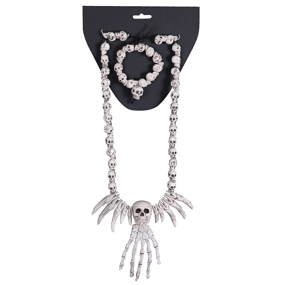 Skull Necklace and Bracelet for Witch Doctor Zombie Costume Accessories and Halloween Themed Parties