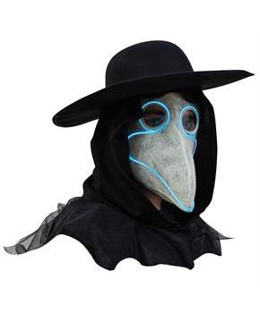 Light-Up Plague Doctor LED Junior Latex Mask – Black Horror Costume Accessory