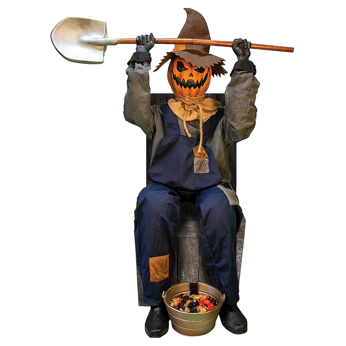 Animated Smiling Jack Greeter with Chair for Halloween Displays and Haunted Events