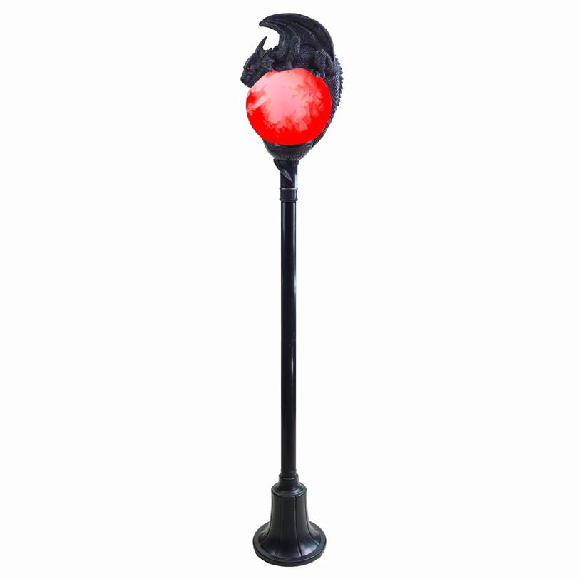 6 Ft. Light-Up Flaming Dragon Lamp Post with Sound Halloween Decoration