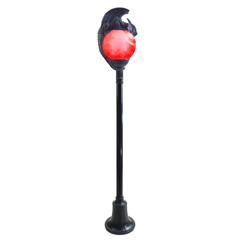 6 Ft. Light-Up Flaming Dragon Lamp Post with Sound Halloween Decoration