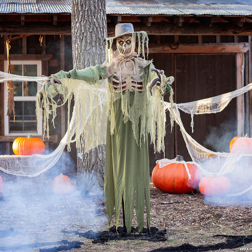 Spooky 6 Ft Animated Inferno Scarecrow Halloween Decoration for Haunted House Events and Trick or Treat Fun