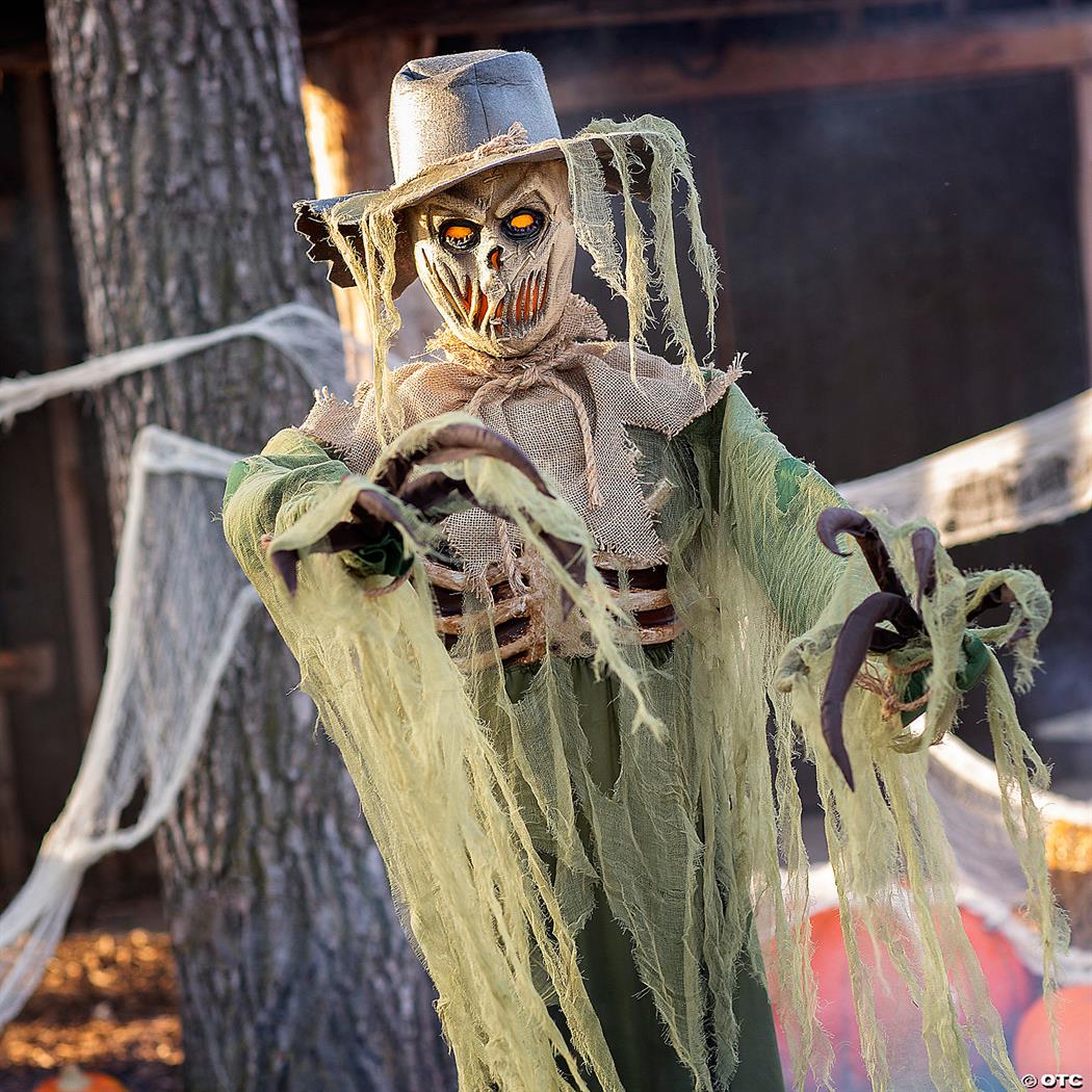 Spooky 6 Ft Animated Inferno Scarecrow Halloween Decoration for Haunted House Events and Trick or Treat Fun