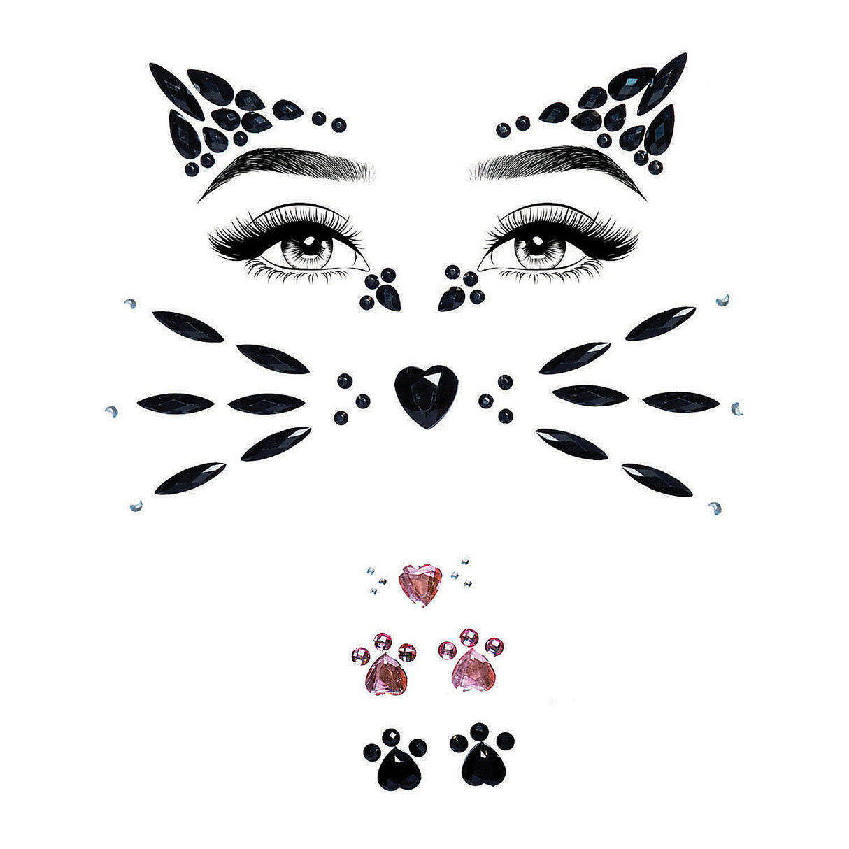 Animal Adhesive Face Jewels for Costumes Parties Festivals and Makeup Creations