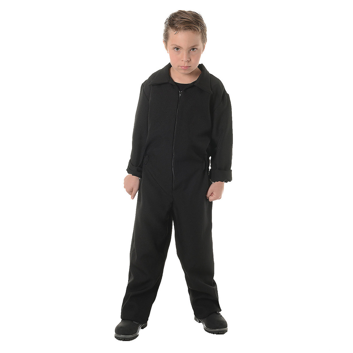 Scary Kid's Black Horror Jumpsuit Costume for Halloween Haunted Houses and Creative Dress-Up