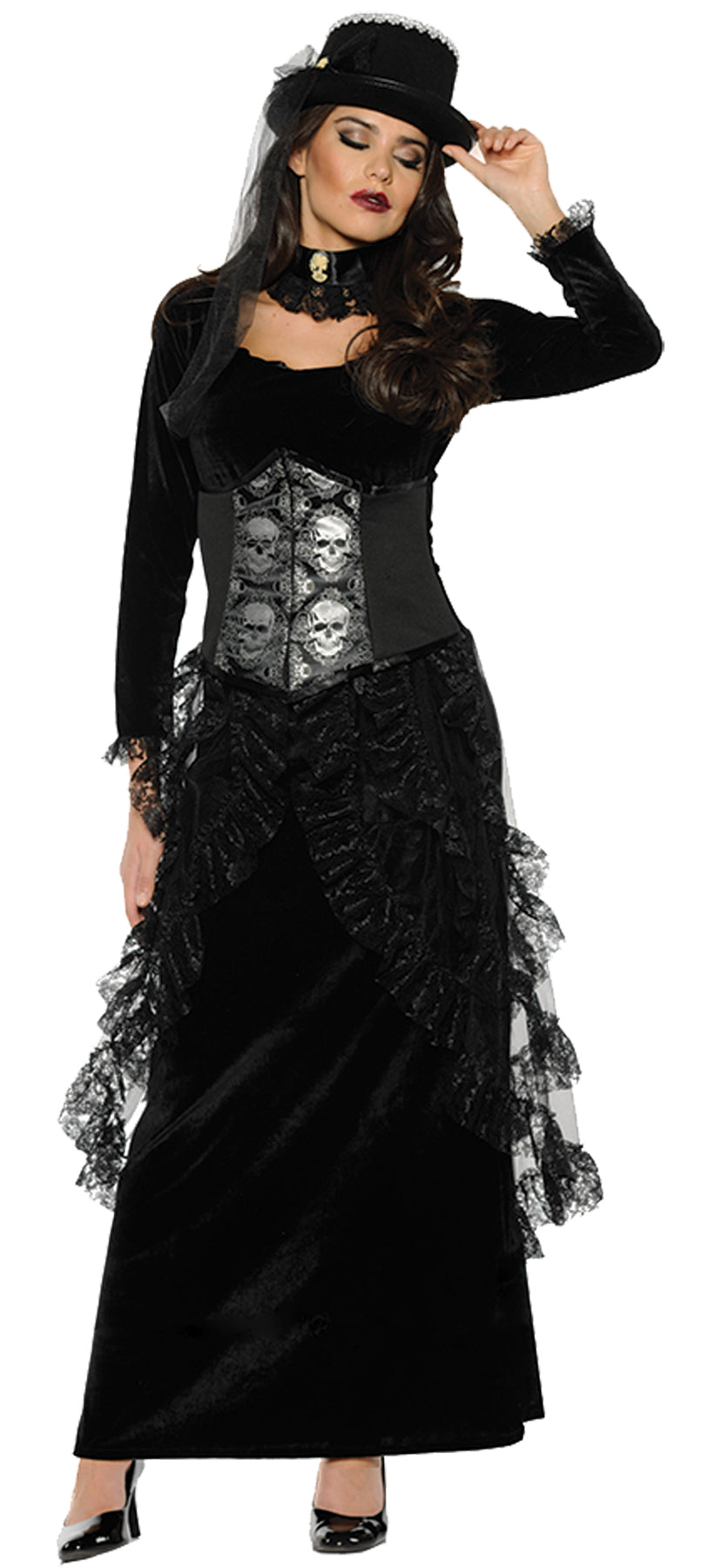 Gothic Women's Dark Mistress Costume for Halloween Parties and Spooky Themed Events