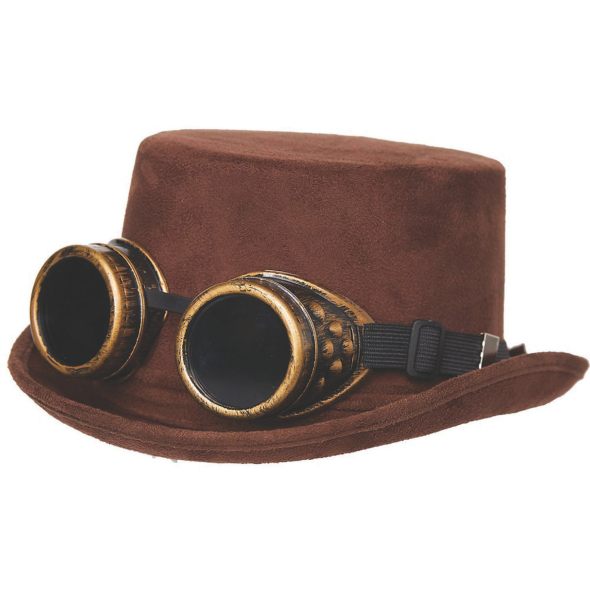 Faux Suede Hat with Goggles for Steampunk Costumes and Themed Events