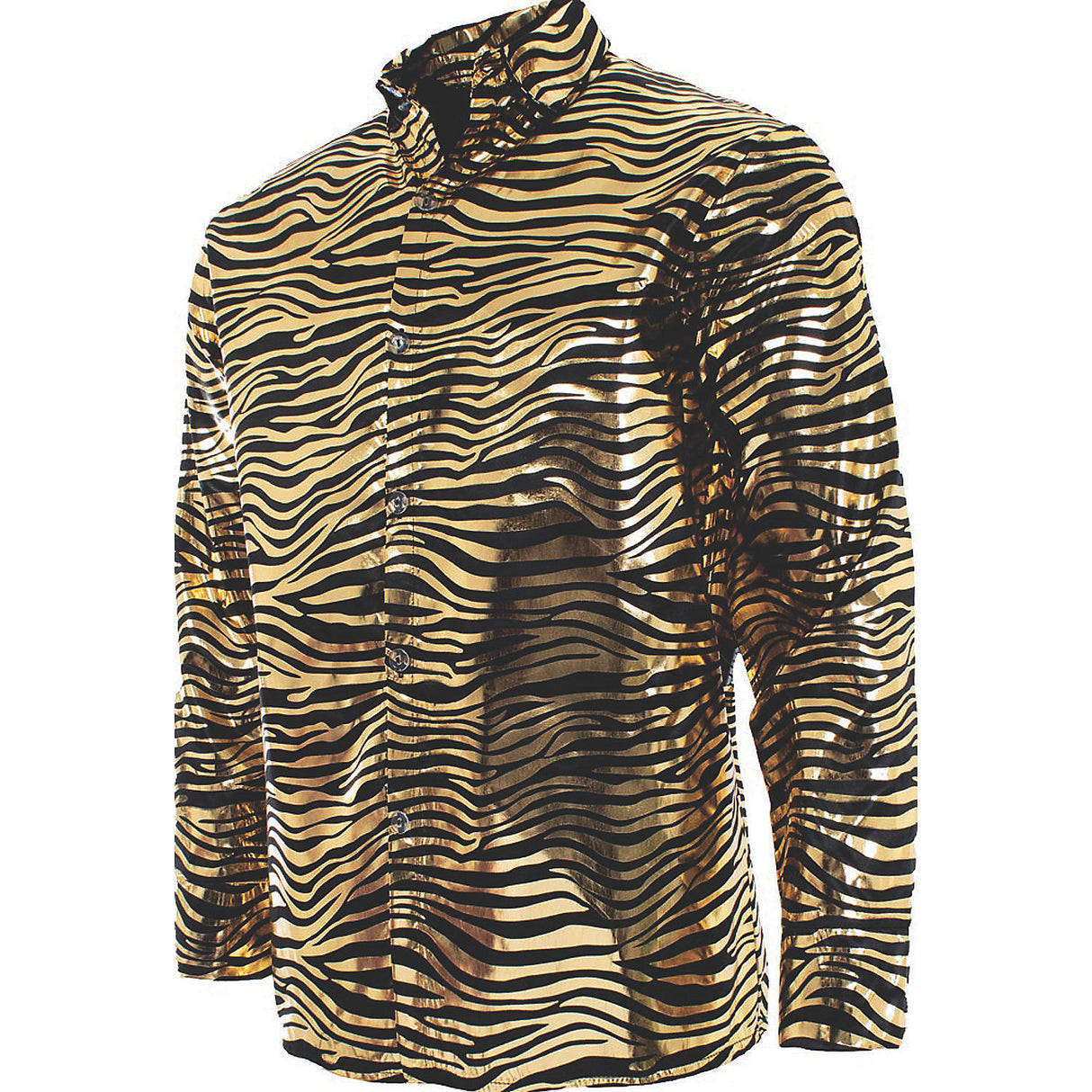 Funky Tiger Gold Shirt for Adult Halloween Costume Parties and Creative Celebrations