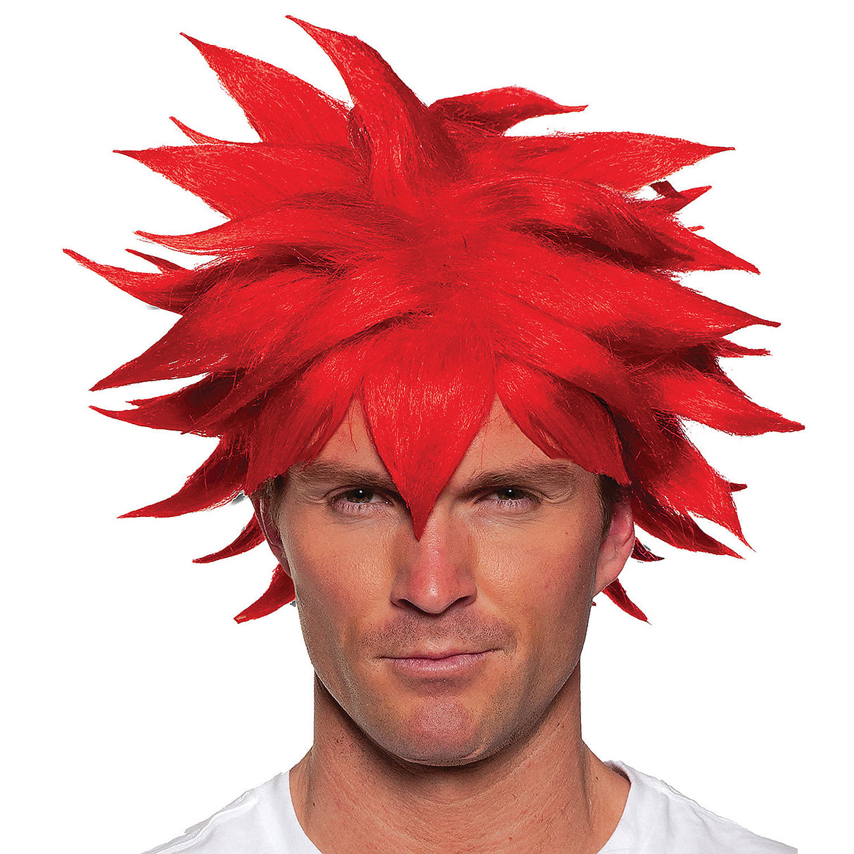 Vibrant Red Spikey Anime Wig for Cosplay Events Costume Parties and Character Transformations