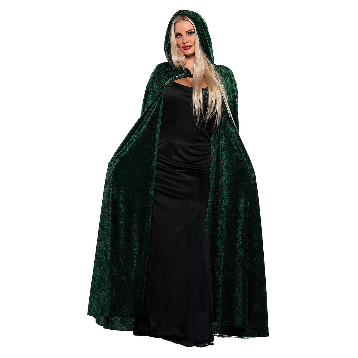 Full-Length Deep Green Witch Cloak Costume for Halloween Events Cosplay Parties and Spooky Dress-Up