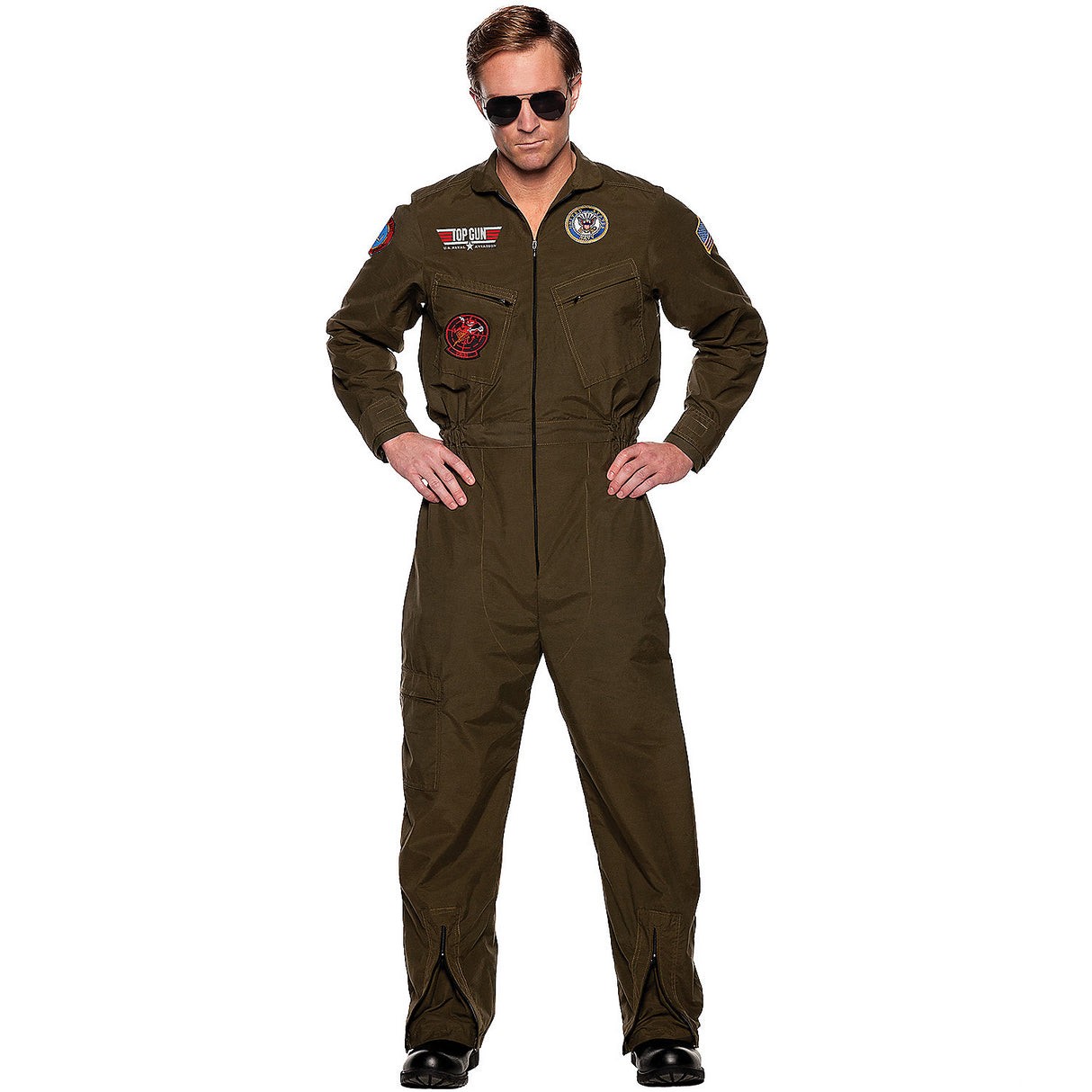 Authentic Navy Top Gun Men Pilot Jumpsuit for Movie Events Costume Parties and Themed Celebrations