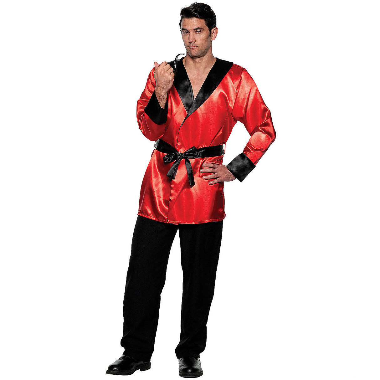 Stylish Satin Smoking Jacket Adult Costume for Halloween Themed Parties and Vintage Dress Ups