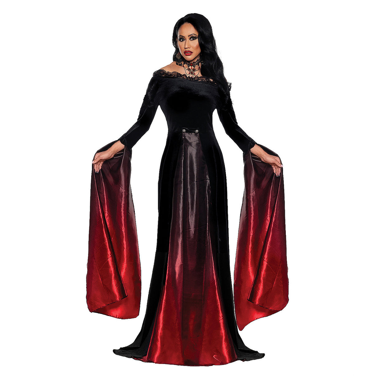 Elegant Vampire Women's Costume for Halloween Parties Vintage Events and Dramatic Celebrations