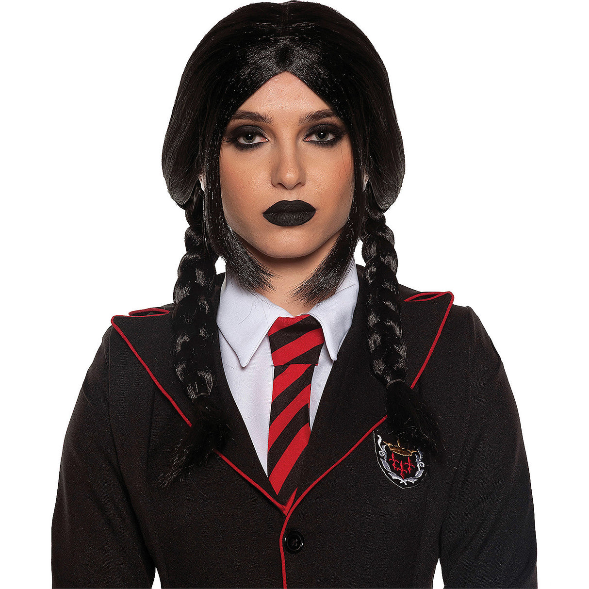 Stylish Adult Black Gothic Braids Wig for Halloween Parties Cosplay and Themed Events