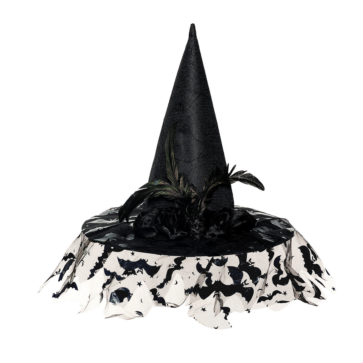 Witch Hat Deluxe Black with Veil Adult Costume Accessory