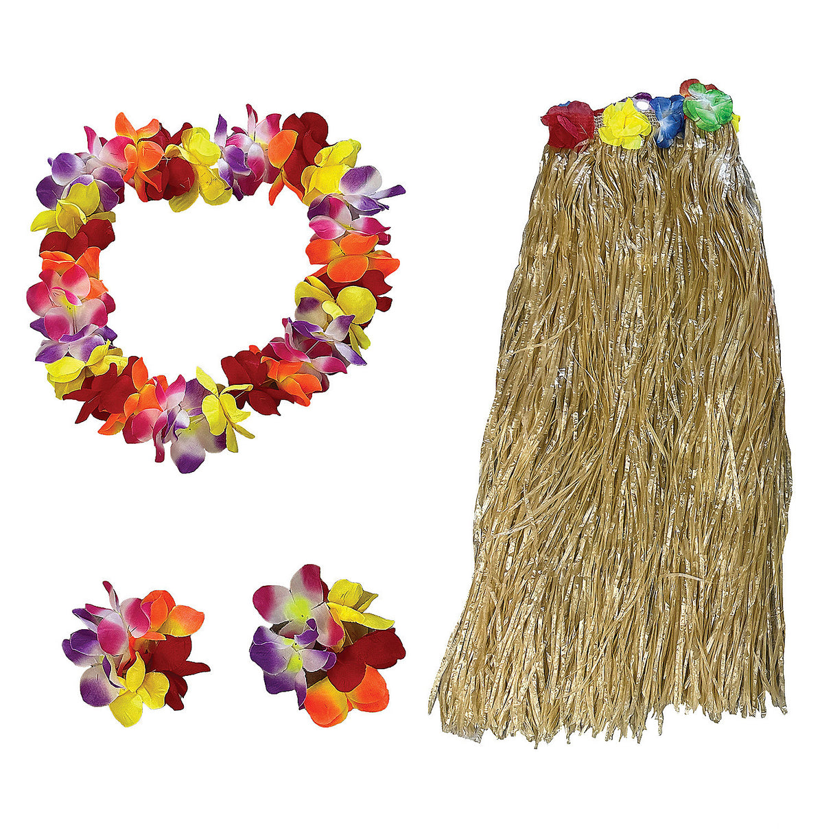 Colorful Hawaiian Costume Accessory Kit for Hula Dancers Beach Parties and Aloha Themed Events