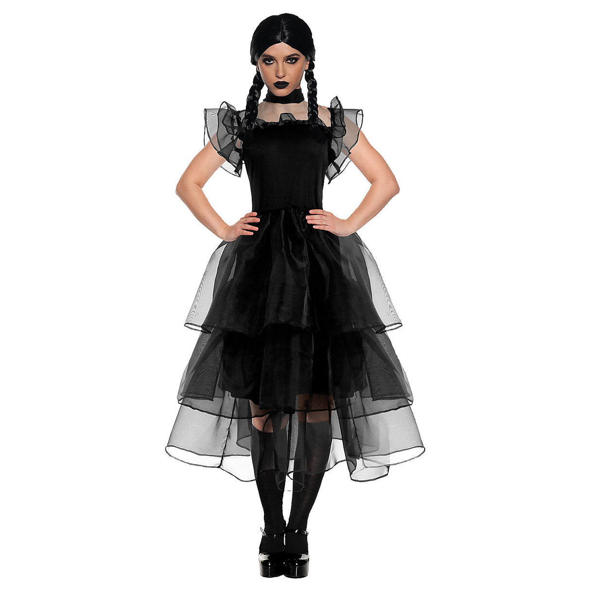 Elegant Women's Gothic Prom Dress Costume for Halloween Parties and Themed Events