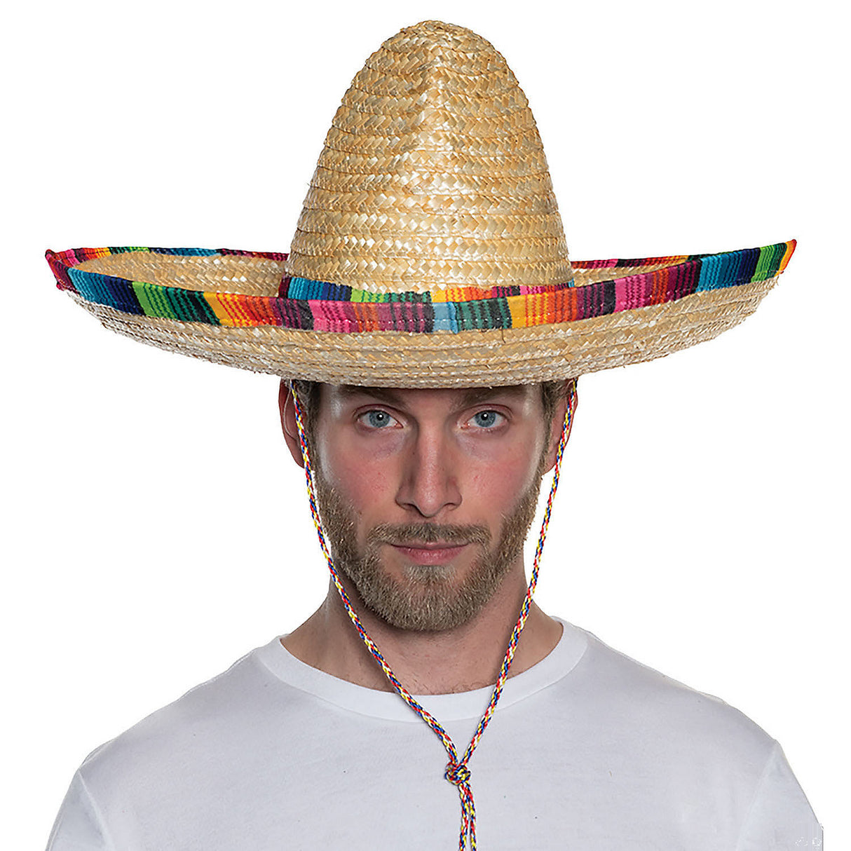 Colorful Adults Straw Sombrero with Serape Trim for Fiesta Parties Events and Costume Celebrations