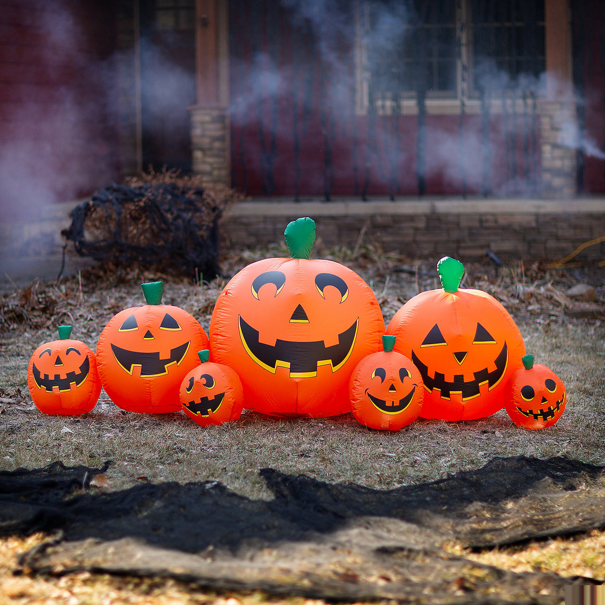 Inflatable Pumpkin Patch Lawn Display for Halloween Decor and Festive Celebrations