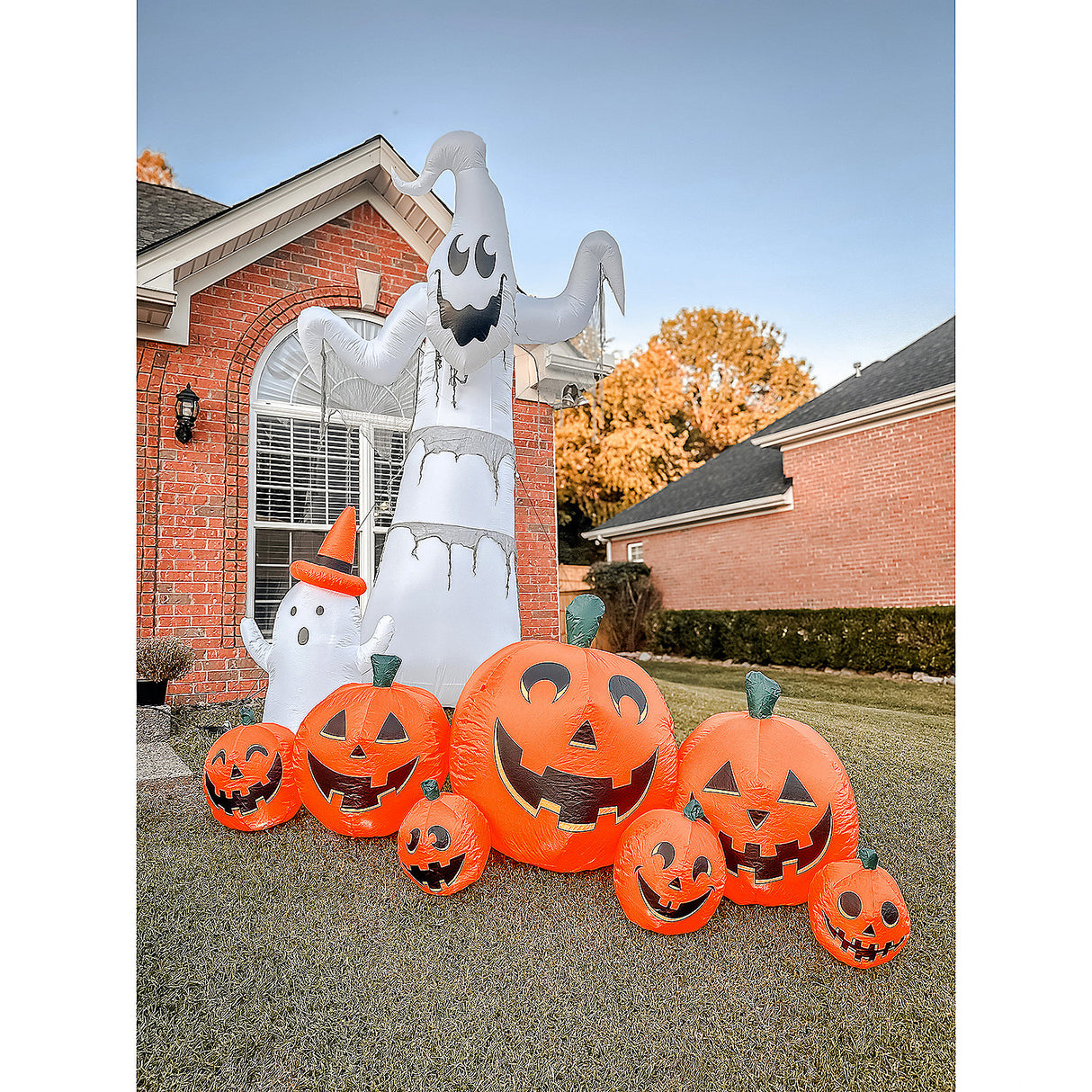 Inflatable Pumpkin Patch Lawn Display for Halloween Decor and Festive Celebrations
