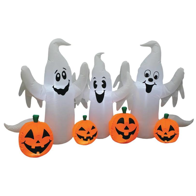 GHOSTS W PUMPKINS 8 FT WIDE
