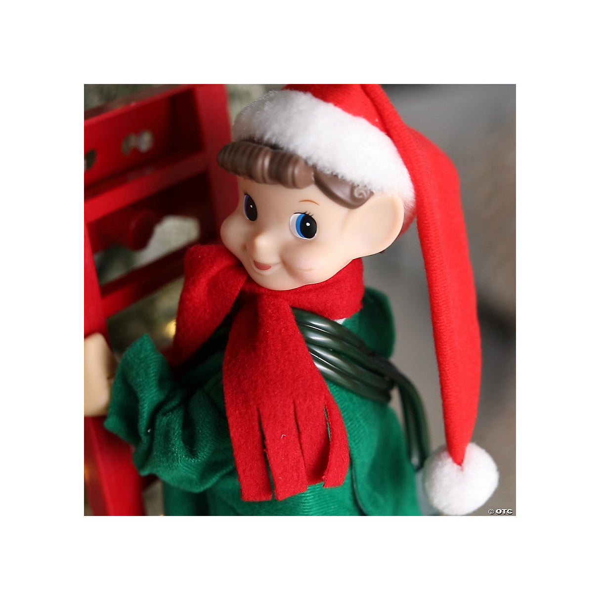 43 Inch Animated Ladder Climbing Elf Christmas Decoration for Holiday Cheer and Festive Decor