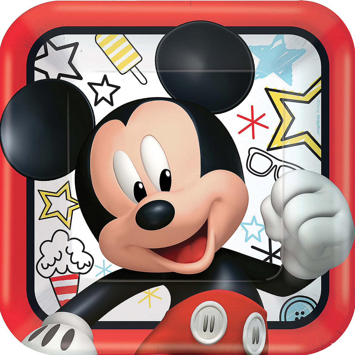 Disney Mickey 1st Square Plate for Birthday Parties Celebrations and Themed Events