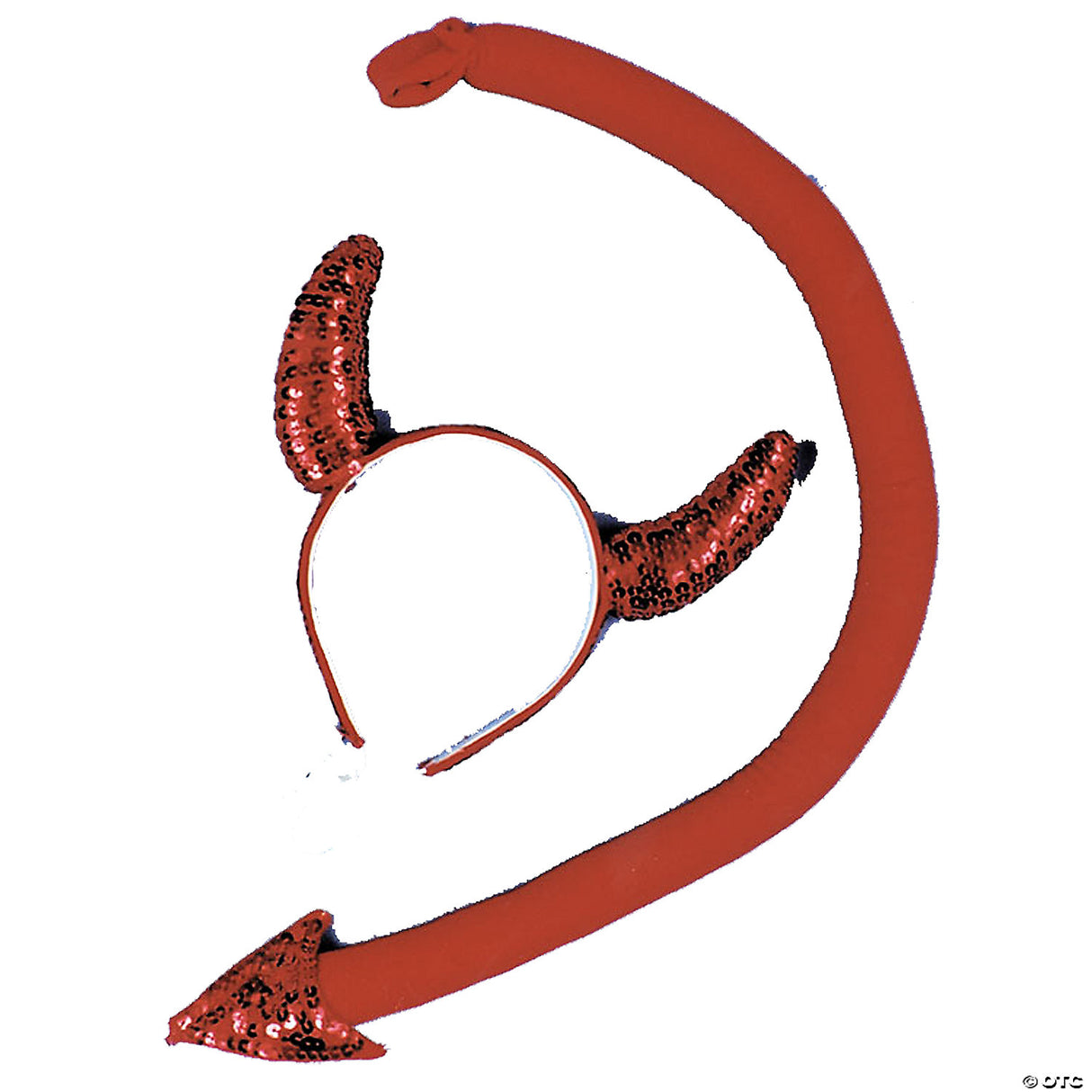 Glittery Sequin Devil Horn and Tail Set for Halloween Costume Parties and Themed Events