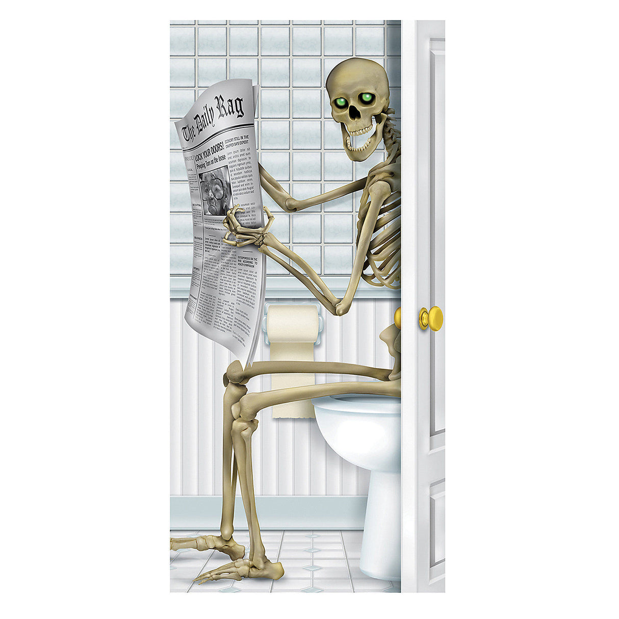 Skeleton Restroom Door Cover for Halloween Parties and Spooky Home Decor