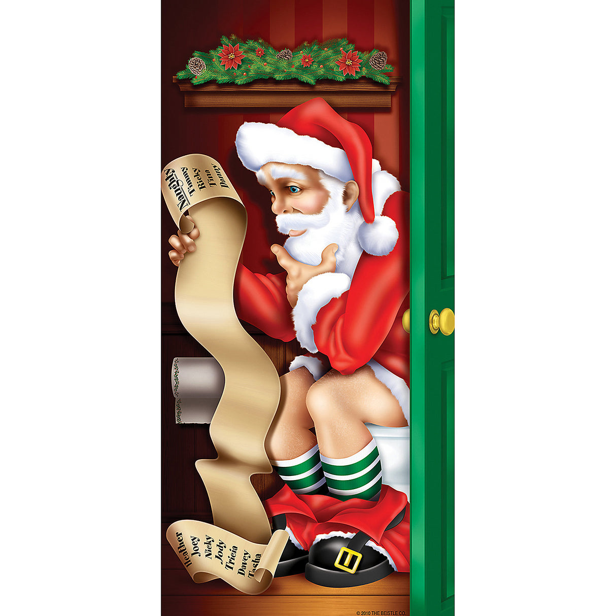 Santa Restroom Door Cover for Holiday Decor and Christmas Parties