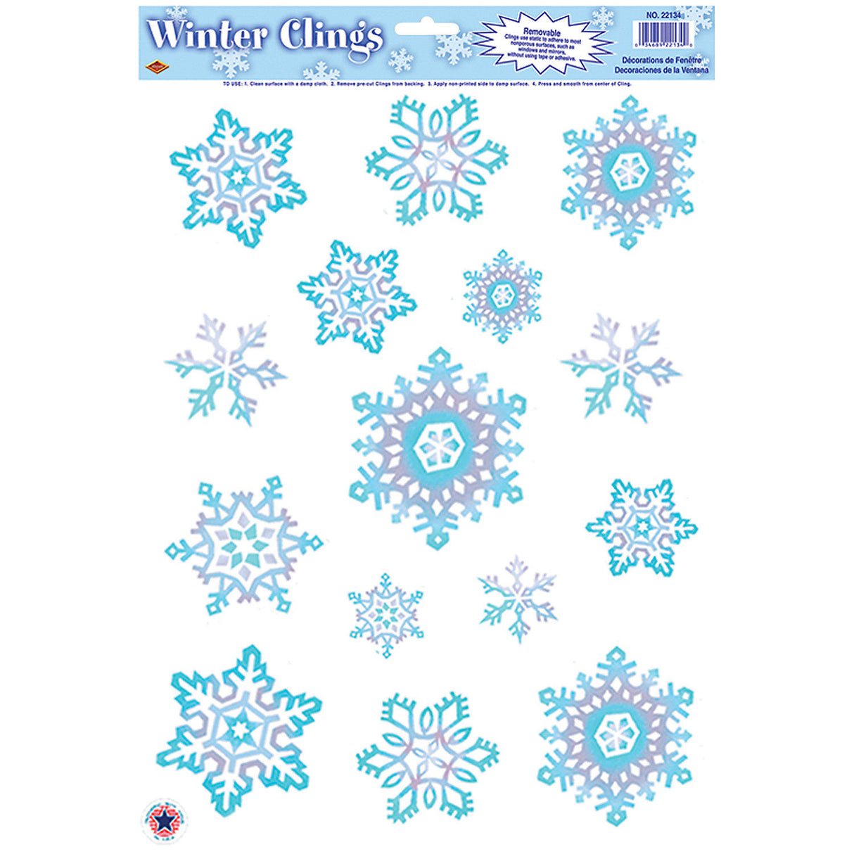 Decorative Crystal Snowflake Window Clings for Winter Holiday Decorations