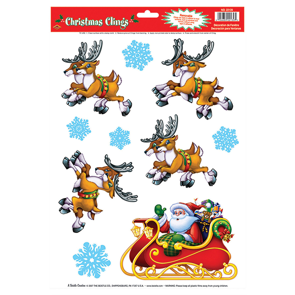 Santa Sleigh Window Clings for Holiday Decorations and Festive Cheer