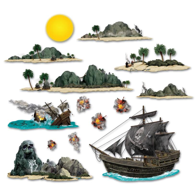 PIRATE SHIP AND ISLAND PROPS