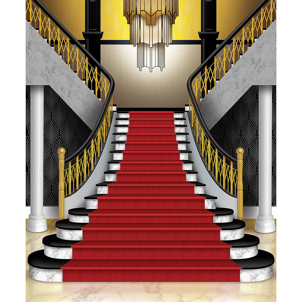 Grand Staircase Mural Photo Op for Black Tie Events Awards Ceremonies and Party Backgrounds
