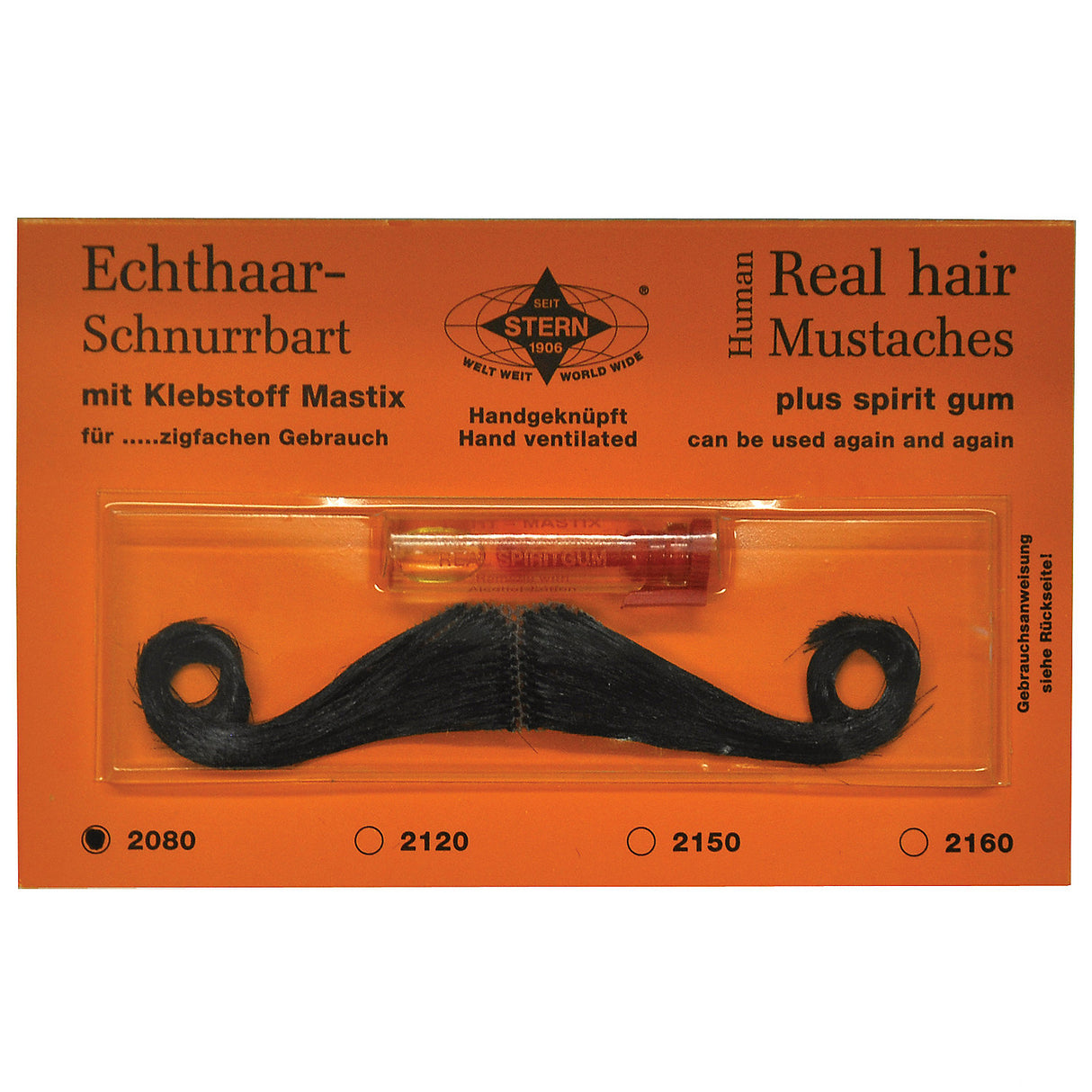 Authentic Mustache Real Hair Amer Black for Costume Parties and Themed Celebrations